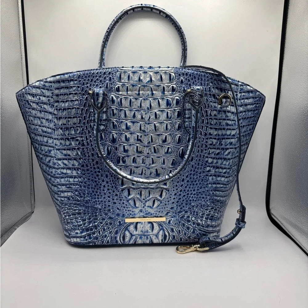 Brahmin Jeanne Leather Large Tote Style Bag Coastal Blue Melbourne - Picture 7 of 15